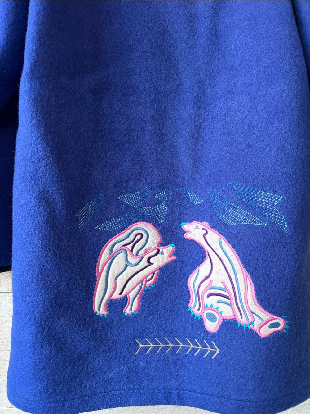 Vintage Kelsey Trail Pure Virgin Wool Polar Bear Appliqué Fur-Trim Hooded Parka - Picture 8 of 13